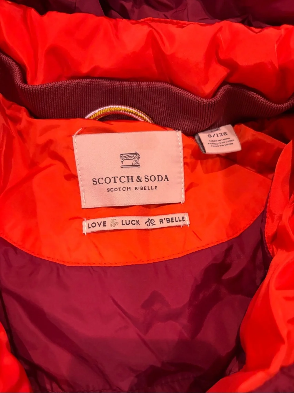 Scotch & Soda Red Pink White Chevron Puffer Jacket - Kids